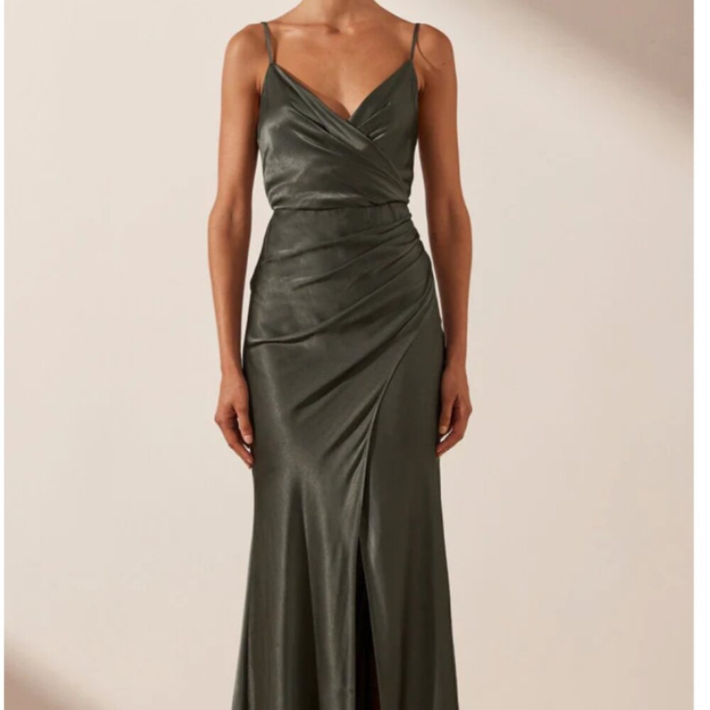 Shona Joy - US Size 6 "La Lune cross draped maxi dress" - Color: Olive